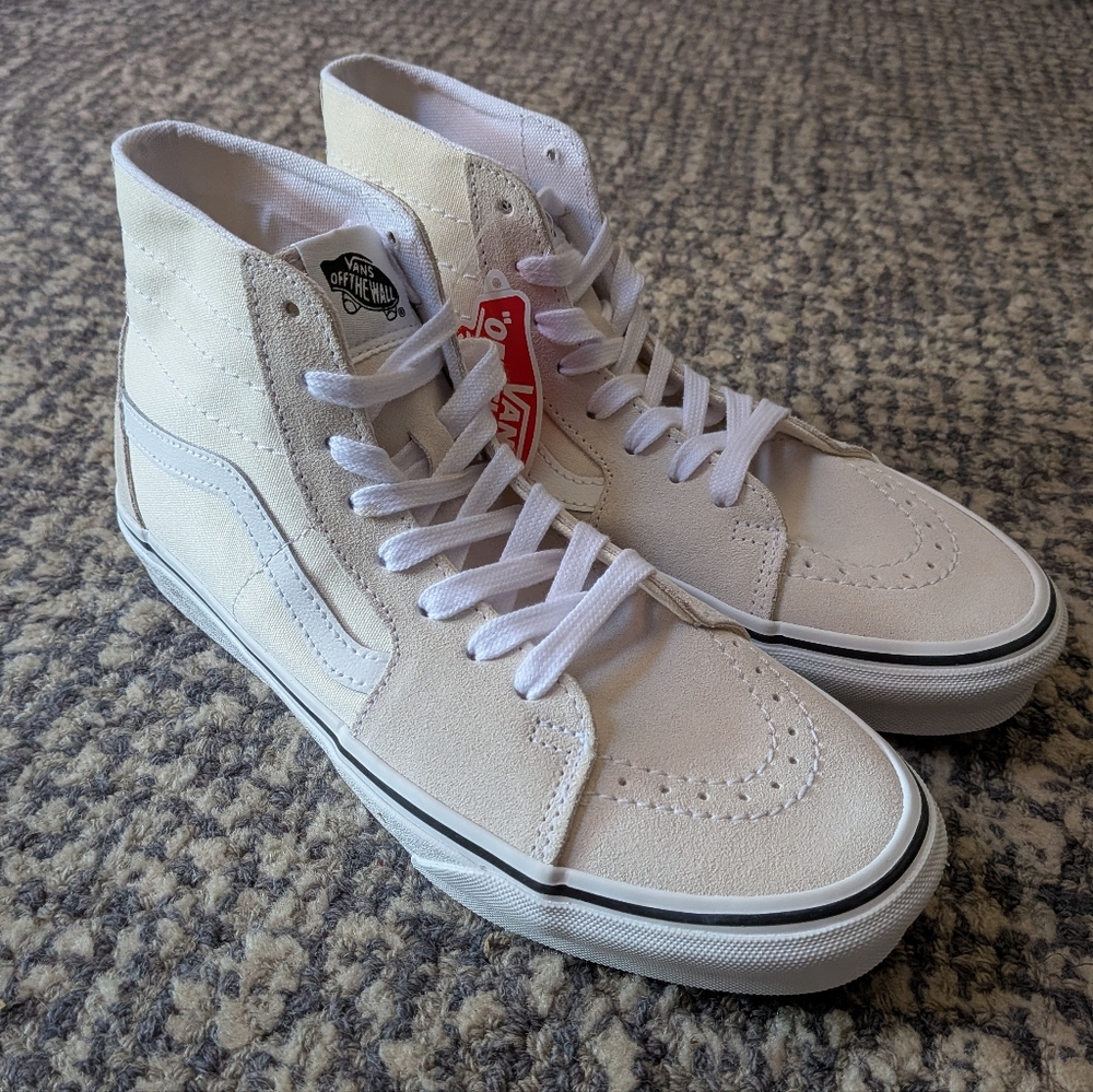 NEW Womens Vans SK8-Hi Tapered Suede Canvas Marshmallow Cream Sneaker Shoes Sz 9